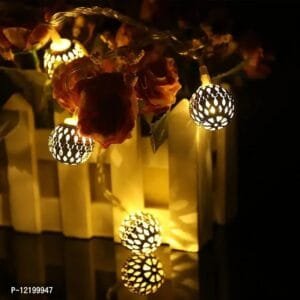 Newton Golden Metal Ball String Lights for Indoor Outdoor Decoration Diwali Light, Birthday Party, Diwali, Christmas,