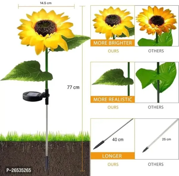 Sunflower Solar Lights Waterproof Garden Lights | 20 LED Starburst Swaying Lights