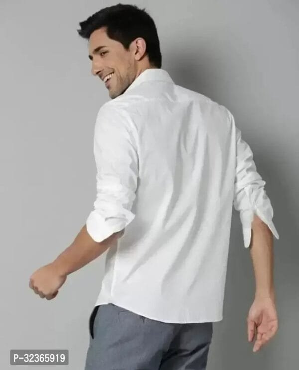 Reliable White Cotton Solid Long Sleeves Casual Shirt For Men