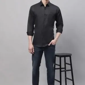 Cottion Men Black Stylish Printed Shirt for Men