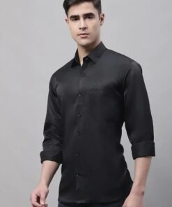 Cottion Men Black Stylish Printed Shirt for Men