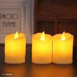 LITTLEMORE Acrylic Dancing Flame Led Tea Light Candle for Home Decoration (7 cm, Cream, Pack of 3 Pieces