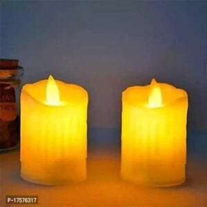 LITTLEMORE Acrylic Dancing Flame Led Tea Light Candle for Home Decoration (7 cm, Cream, Pack of 3 Pieces