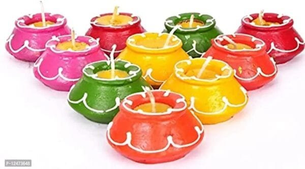 Surbhii creations Decorative Candle Matki Diyas/Colourful Diya Set/Diya for Diwali (10)