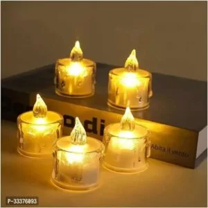 Candles Transparent Acrylic Led Tea Light Candle for Christmas, Festival,Candles 5 Pieces, Yellow, 2 cm