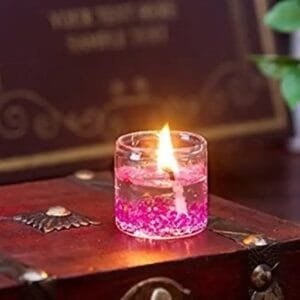 Small Smokeless Decorated Mini Cute Little Glass Jelly Gel Paraffin Wax Candles (Multicolour, Set of 24 Pieces, Size- 2.5x2.5 cm)