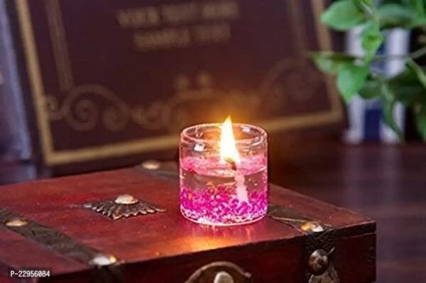 Small Smokeless Decorated Mini Cute Little Glass Jelly Gel Paraffin Wax Candles (Multicolour, Set of 24 Pieces, Size- 2.5x2.5 cm)