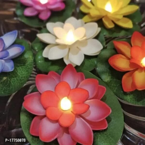 Genric Trending Trunks Water Sensor Floating Lotus Flower LED Tea Candles for for Pool, Pond, Glass Bowl, Diwali, Decoration (Pack of 6) Random Color