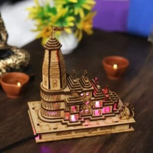 Wooden Shri Ram Mandir Ayodhya Temple With Lights