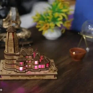 Wooden Shri Ram Mandir Ayodhya Temple With Lights