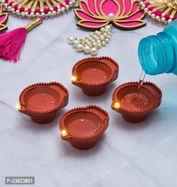 Bageshwar Enterprise Water Sensor Diya Set Water Sensor LED Diyas Decorative Diya Decorative LED Lights E-Diya I Battery Operated (12 Pieces)