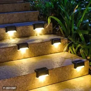 4 Solar Lights Outdoor Solar Deck Lights Waterproof Solar Fence Lights LED Stair Lights for Stair Fence Deck Patio Post Railing Pool Pathway, Warm White Pack of 4