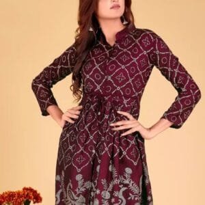 Beautiful Cotton Blend Purple Printed Kurta For Women