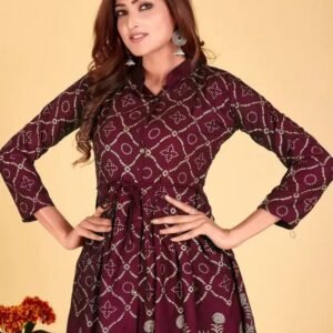 Beautiful Cotton Blend Purple Printed Kurta For Women