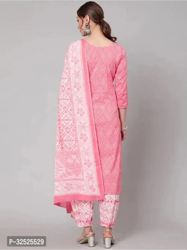 Stylish Pink Printed Kurta Bottom and Dupatta Set For Women