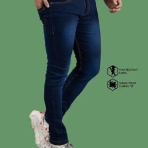 Stylish Blue Denim Solid Mid-Rise Jeans For Men