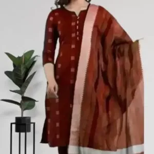 Fancy Khadi Cotton Kurta Bottom And Dupatta Set For Women