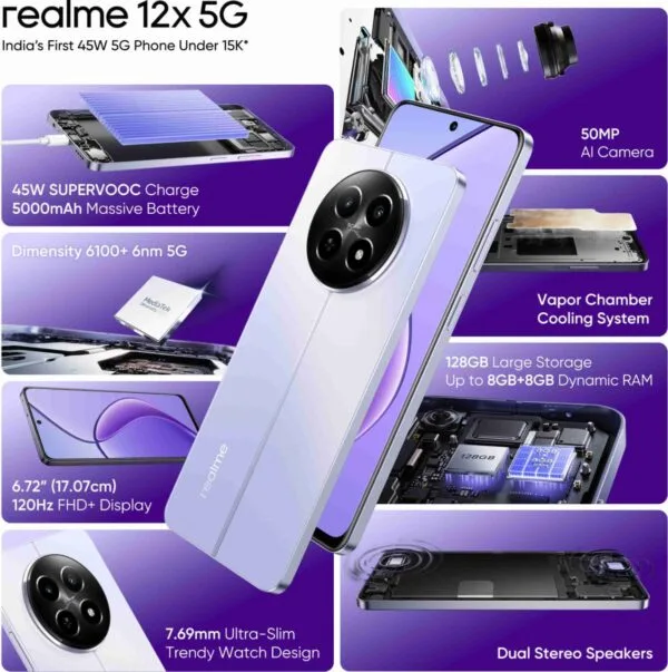 realme 12x 5G (Twilight Purple, 128 GB)  (6 GB RAM)