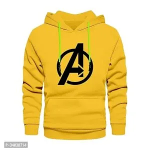 Reliable Yellow Cotton Blend Printed Hooded Sweatshirts For Men