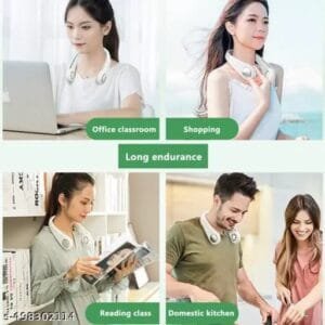 Trendy Personal Mini USB Bladeless Neck Fan Handfree Neck Fan Outdoors And Indoor Activities Rechargeable Fan 360 Rotation Nack Fan USB Fan (Multicolor)