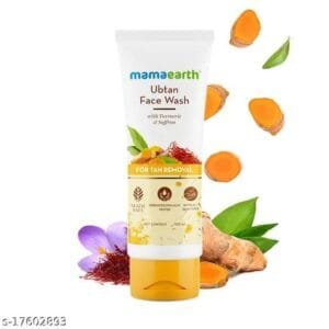 Mamaearth Ubtan Natural Face Wash for Dry Skin with Turmeric & Saffron for Tan removal and Skin brightning 100 ml