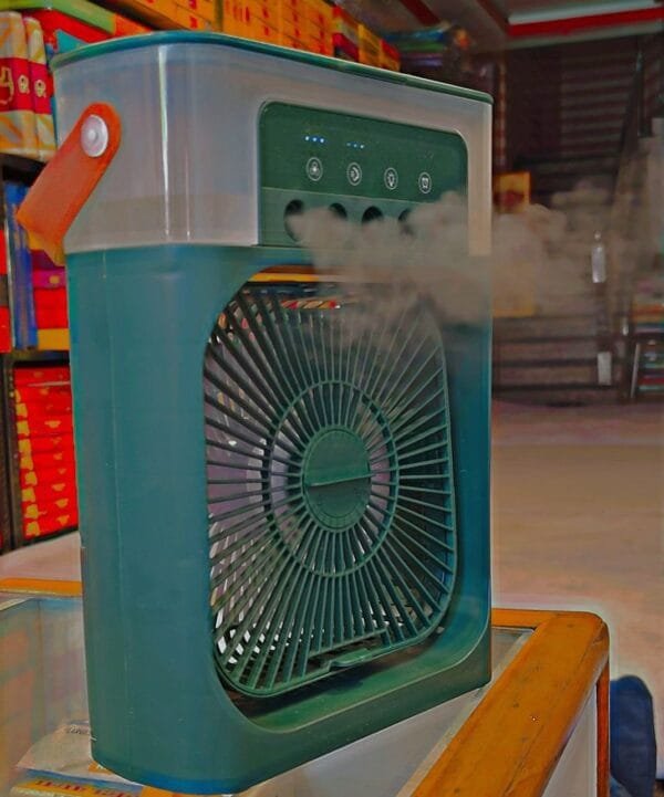 Portable Fan Mini Air Conditioner Fan, Desktop Misting Fast Cooling Fan With Led Light,Multifunctional Evaporative Air Cooler Oscillation/Humidifier/Timing Function For Room Office