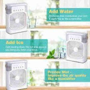 Portable Fan Mini Air Conditioner Fan, Desktop Misting Fast Cooling Fan With Led Light,Multifunctional Evaporative Air Cooler Oscillation/Humidifier/Timing Function For Room Office