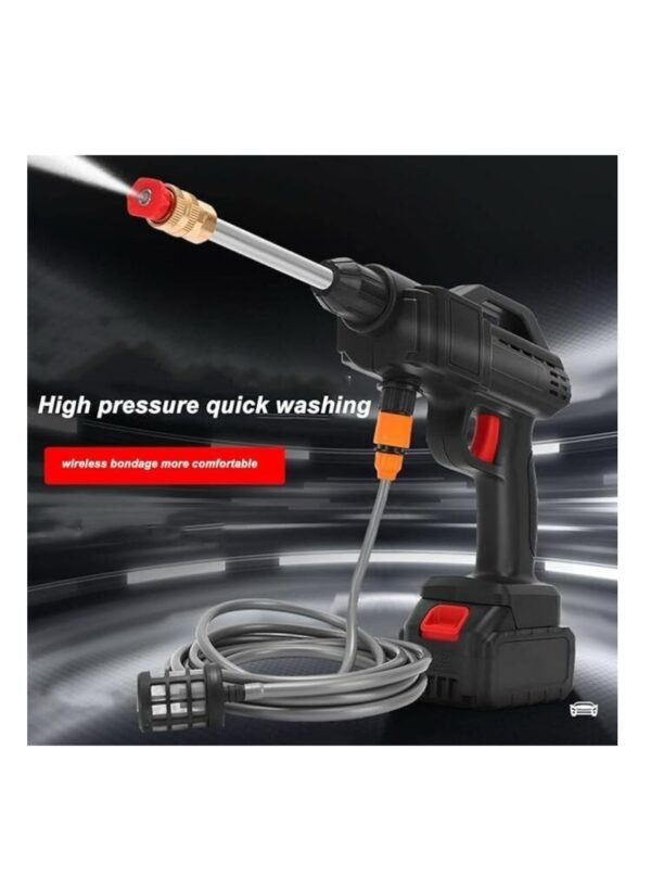 Wireless High Pressure Car Washer& Car Cleaning 48V Rechargeable Electric Pressure Washer Gun Machine Tool for Car,Bike,Gardening with Adjustable 3in1 Nozzle &5M Hose Pipe