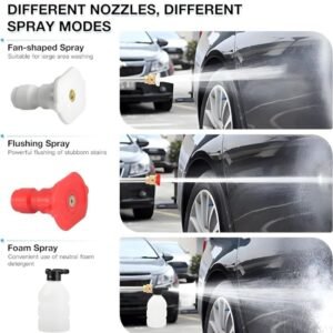 Wireless High Pressure Car Washer& Car Cleaning 48V Rechargeable Electric Pressure Washer Gun Machine Tool for Car,Bike,Gardening with Adjustable 3in1 Nozzle &5M Hose Pipe