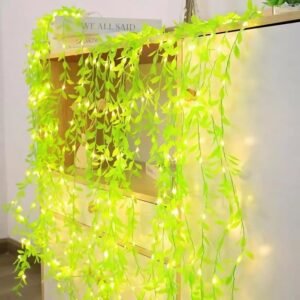 LED Vine String Lights – Artificial Green Leaf Garland Fairy Lights for Home, Bedroom & Party Décor