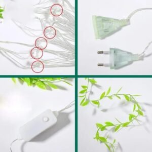 LED Vine String Lights – Artificial Green Leaf Garland Fairy Lights for Home, Bedroom & Party Décor