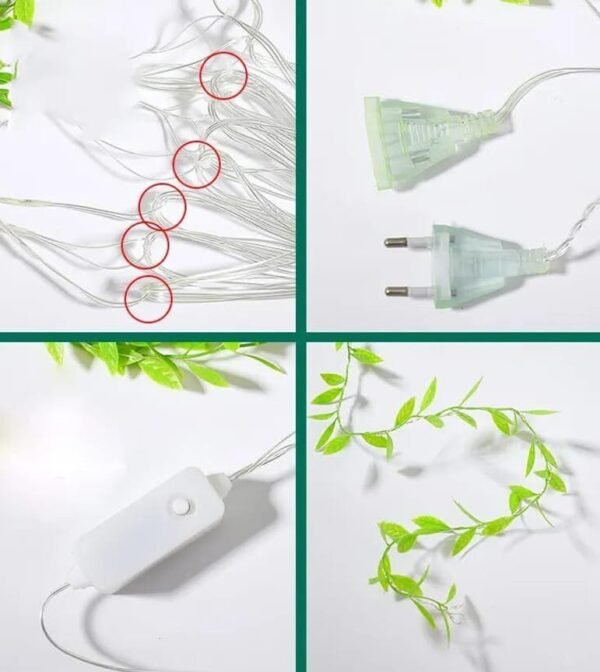 LED Vine String Lights – Artificial Green Leaf Garland Fairy Lights for Home, Bedroom & Party Décor