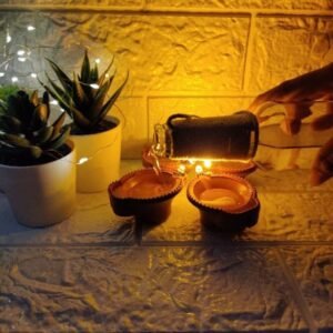 🪔 Set of 12 LED Clay Diyas – Traditional Diwali Decorative Lamps | Reusable Electric Diyas for Festive Décor