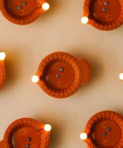 🪔 Set of 12 LED Clay Diyas – Traditional Diwali Decorative Lamps | Reusable Electric Diyas for Festive Décor