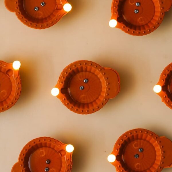 🪔 Set of 12 LED Clay Diyas – Traditional Diwali Decorative Lamps | Reusable Electric Diyas for Festive Décor