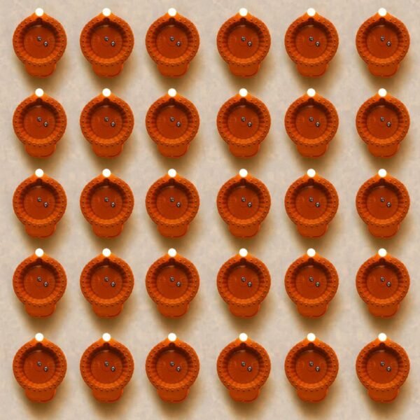 🪔 Set of 12 LED Clay Diyas – Traditional Diwali Decorative Lamps | Reusable Electric Diyas for Festive Décor