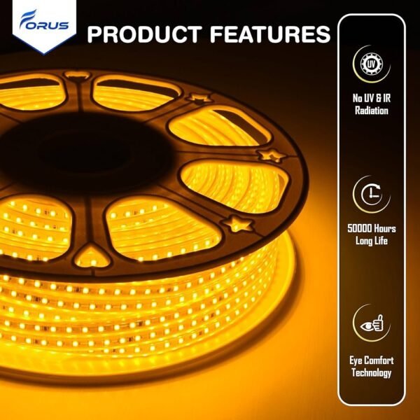 Forus LED rope light is a decorative lighting product designed for both indoor and outdoor use. The light features a "Plug & Play" design for easy installation and is available in different lengths.