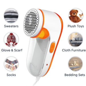 Nova Fabric Lint Remover | Rechargeable Clothes Fuzz Shaver | Stainless Steel Blades | For Sweaters, Jackets, Woollens, Sofa, Plush Toys & Blankets