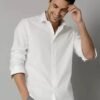 Reliable White Cotton Solid Long Sleeves Casual Shirt For Men